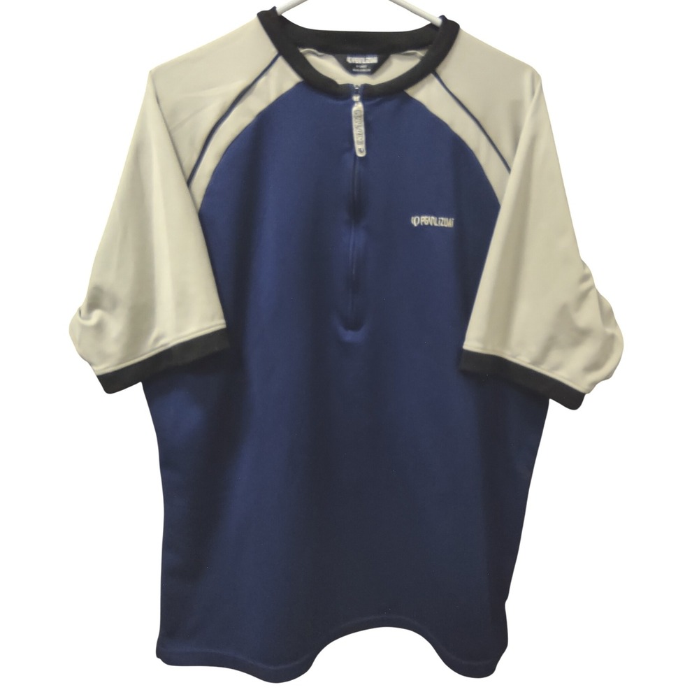 Pearl Izumi Men's XL Blue Beige Cycling Shirt Ultra Sensor Short Sleeve Qtr Zip‎